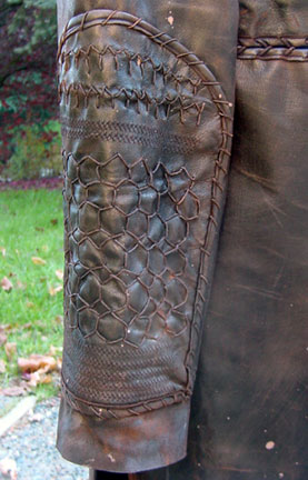 Detail of patch on duster sleeve